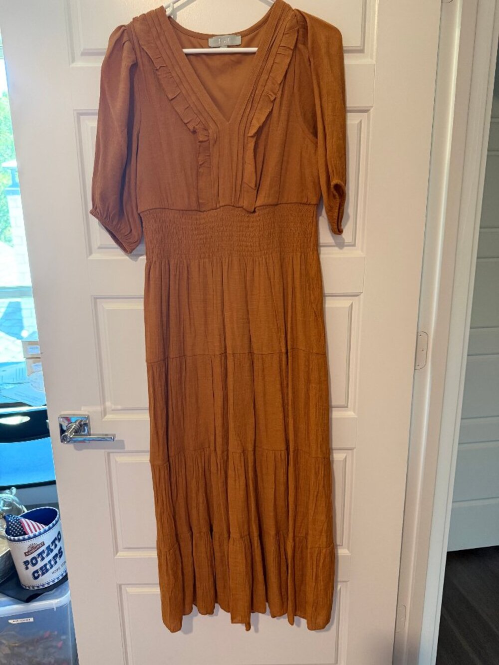 J Gee Women's Ruffle Midi Dress Size L